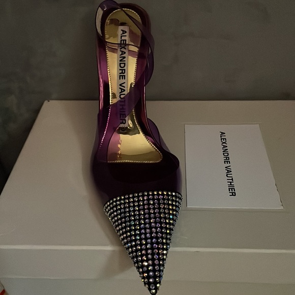 Alexandre Vauthier PVC sling back studded toe heels - Picture 2 of 9